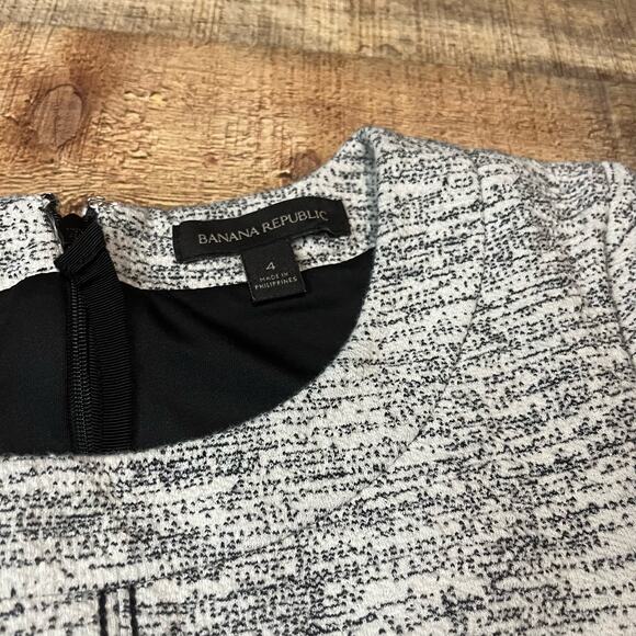 Banana Republic | Women's Black Cream Snow Leopard Back Zip Career Dress Sz 4 - Picture 3 of 4